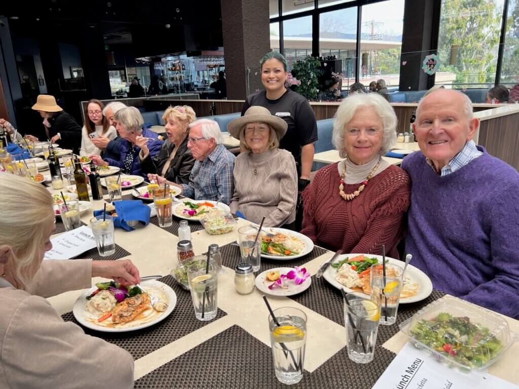 Members of the Malibu Garden Club posing for a photo at Spruzzos