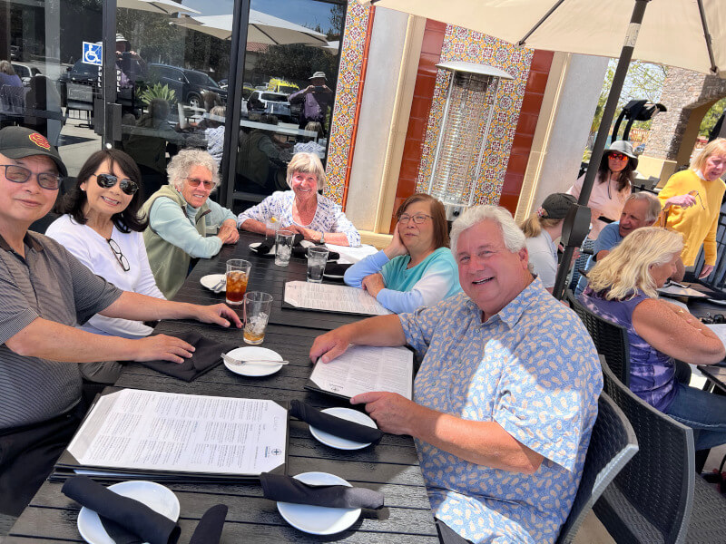 Malibu Garden Club members dining after Blueberry picking at Latitude 34.
