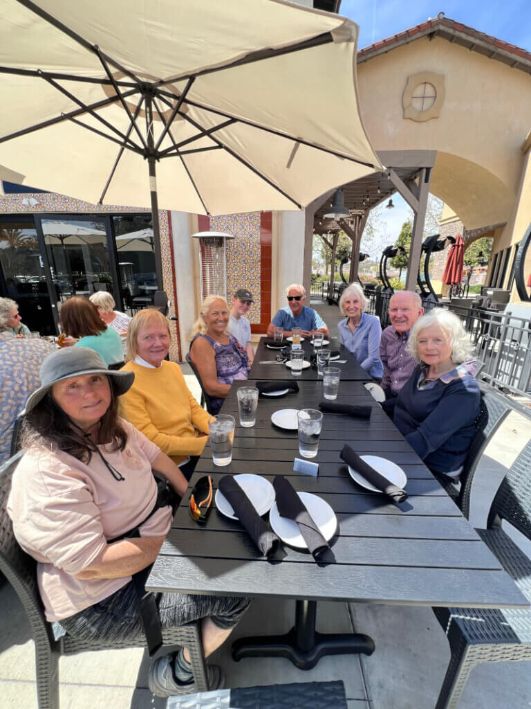 Malibu Garden Club members dining after Blueberry picking at Latitude 34.