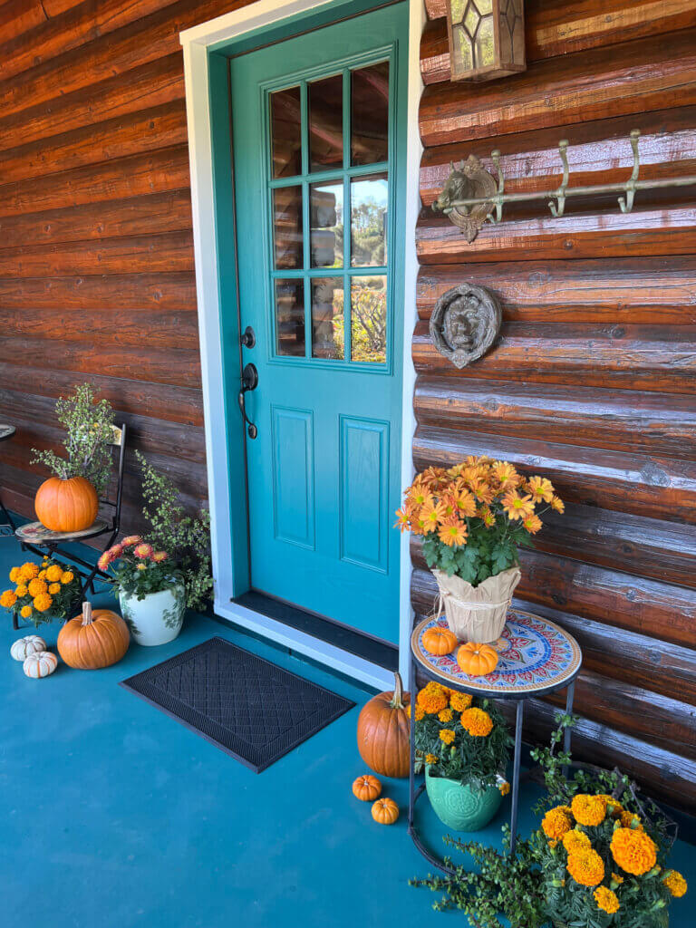 Decorated door with autumn touches