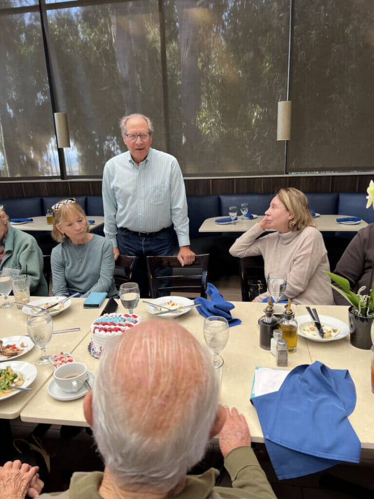 Garden club members celebrating Tom Lubisich's birthday