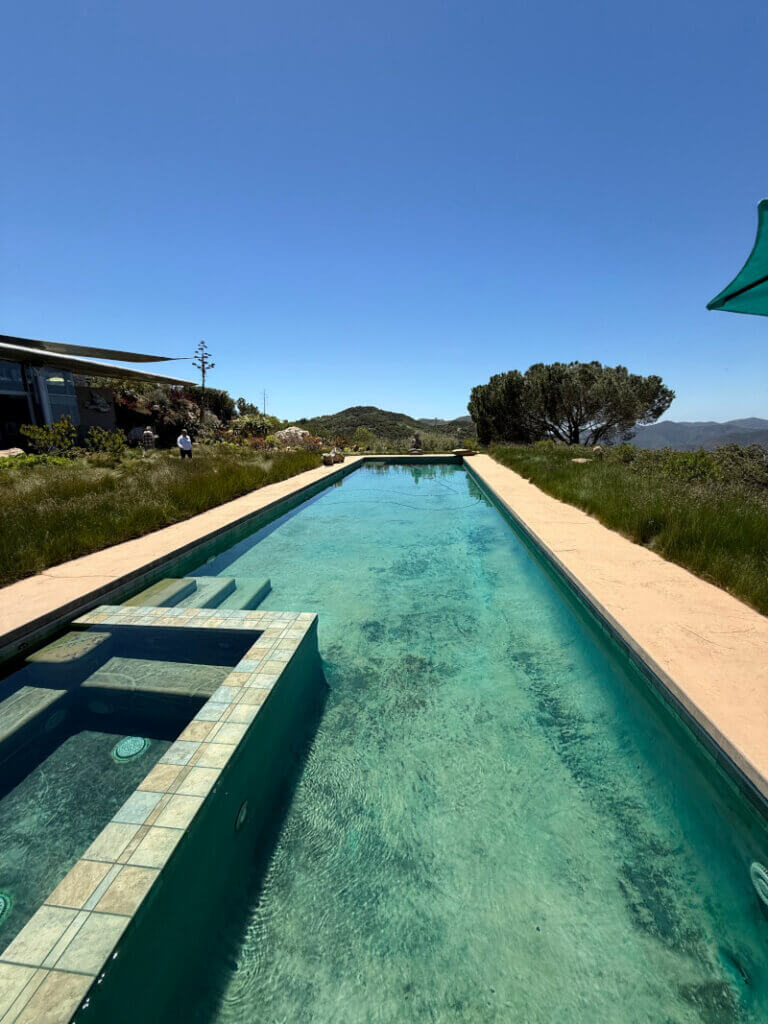 A long, narrow reflection pool