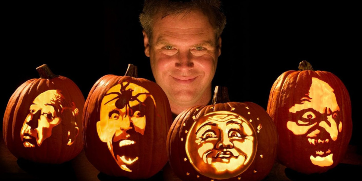 Gene Granata with some of his pumpkin creations